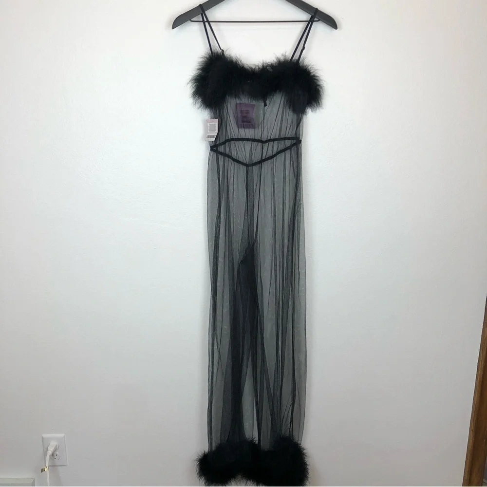 Savage x Fenty Sheer Marabou Jumpsuit
